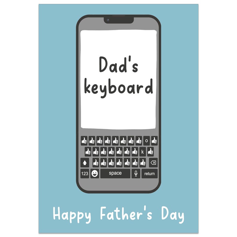 Printable Father's Day Card Dad's Keyboard Father's Day Card Instant Download 7x5 Card Template image 1