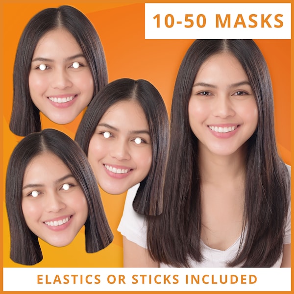 Personalisierte benutzerdefinierte Foto Gesichtsmasken - Junggesellinnenabschied, Geburtstagsfeier - DIY Selbstmontage Kit - elastisch oder klebt