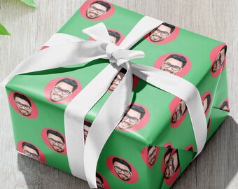 Spot Colour Face Photo Personalised Wrapping Paper - Add Your Own Photo - Create Your Own Gift Wrap - 8 Colour Options