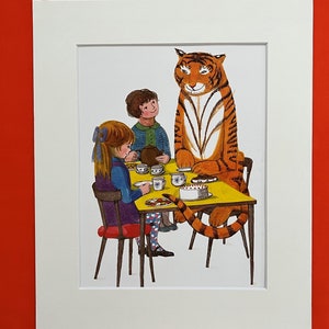 Tiger who came to Tea mounted print upcycled book page