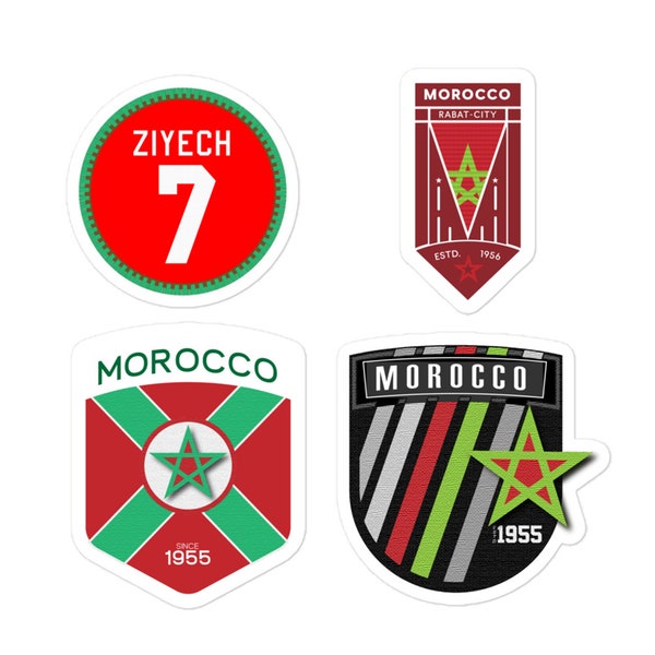 Morocco Sticker Pack (4 PACK) | Moroccan Gifts | Hakimi Jersey | Moroccan Art | Morocco sticker | Moroccan jersey | Marokko trikot |
