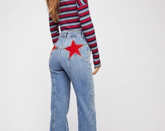 Free People Firecracker Flare Jeans “Mid Stone Wash”