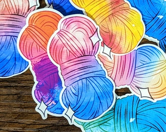 Yarn Skein Stickers, Vinyl Watercolor Sticker, Crochet Knitting, Journaling Scrapbooking, Water Bottle Decal, Fiber Arts, Fiber Crafts