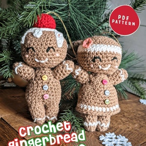 Crochet Gingerbread Ornaments PATTERN, Unique Handmade Christmas Gift Idea, Beginner Friendly Digital Tutorial, Christmas Decorations