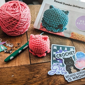 DIY Crochet Kit for Beginners, Includes EVERYTHING You Need, Crochet Your Own Cute Octopus Toy/Keychain, Includes Print and Digital Pattern