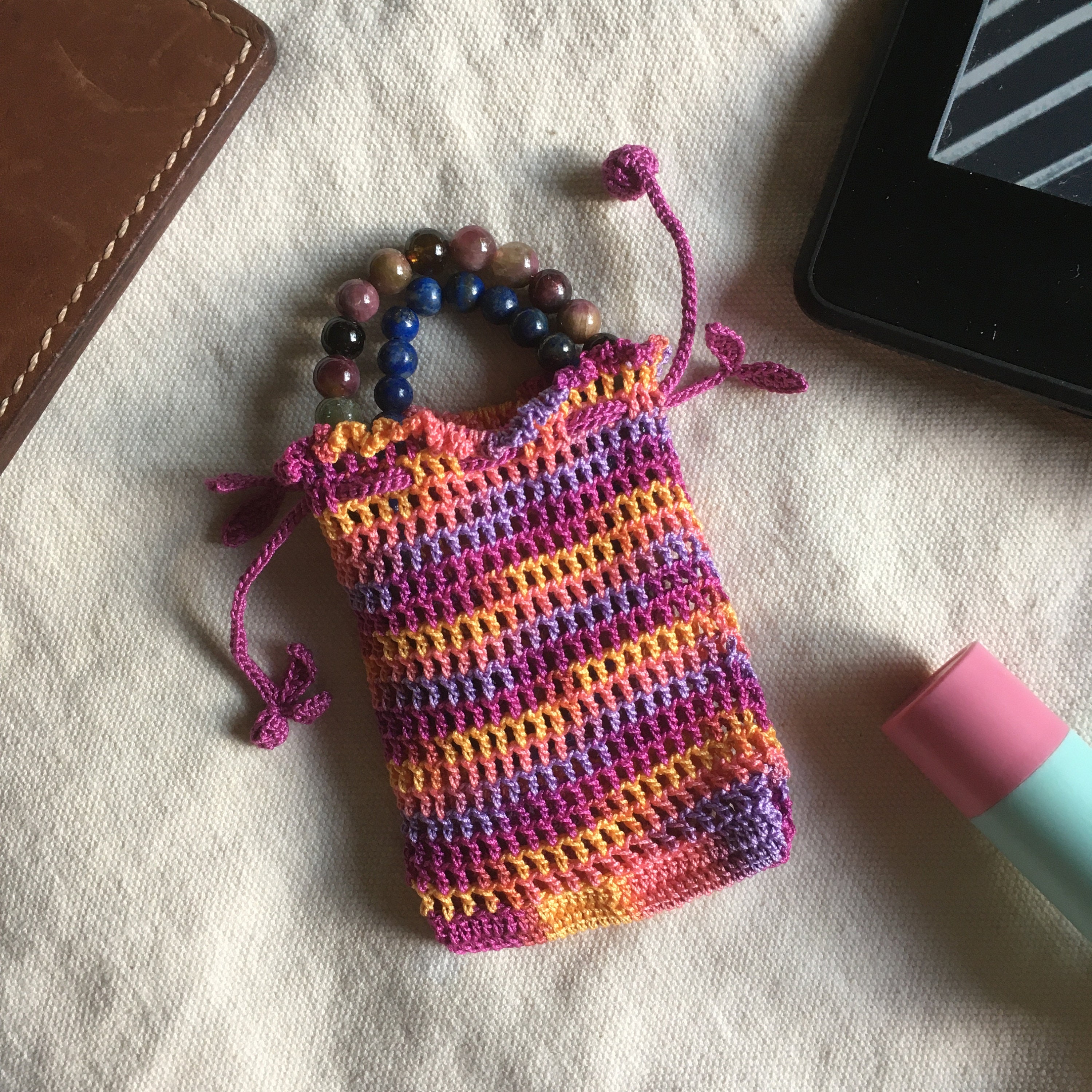 Multicolored Crochet Jewelry Pouch Coin Bag Mini Purse Etsy