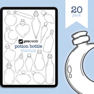 Procreate | 20 Potion Bottle Stamp Set | Digital Download | Tattoo Stamps/Brushes | Bottles | Tattoo | Fine line | Only for Procreate