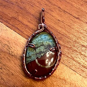 Dragon bloodstone necklace, wire wrapped pendant, wire weave pendant, dragon bloodstone, natural jewelry, wire wrapped jewelry