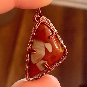 Wire wrapped jewelry, noreena pendant, noreena jasper, wire wrapped copper pendants, jasper jewelry, jasper necklace, red jasper