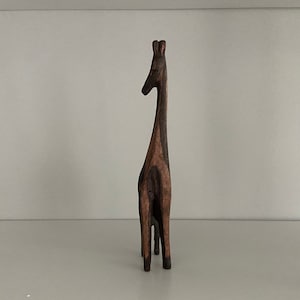 Vintage Ethiopian Hand Carved Wooden Giraffe Figurine 7”High 2”Wide