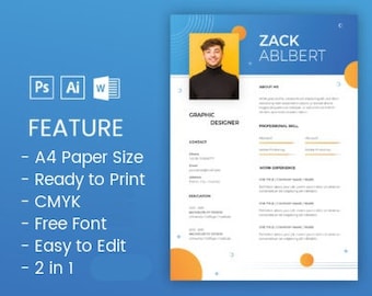 Creative Resume Template, Cv Template for word, Cv Resume Template, Professional Resume Template, Modern Resume Template Word, Ai PSD files