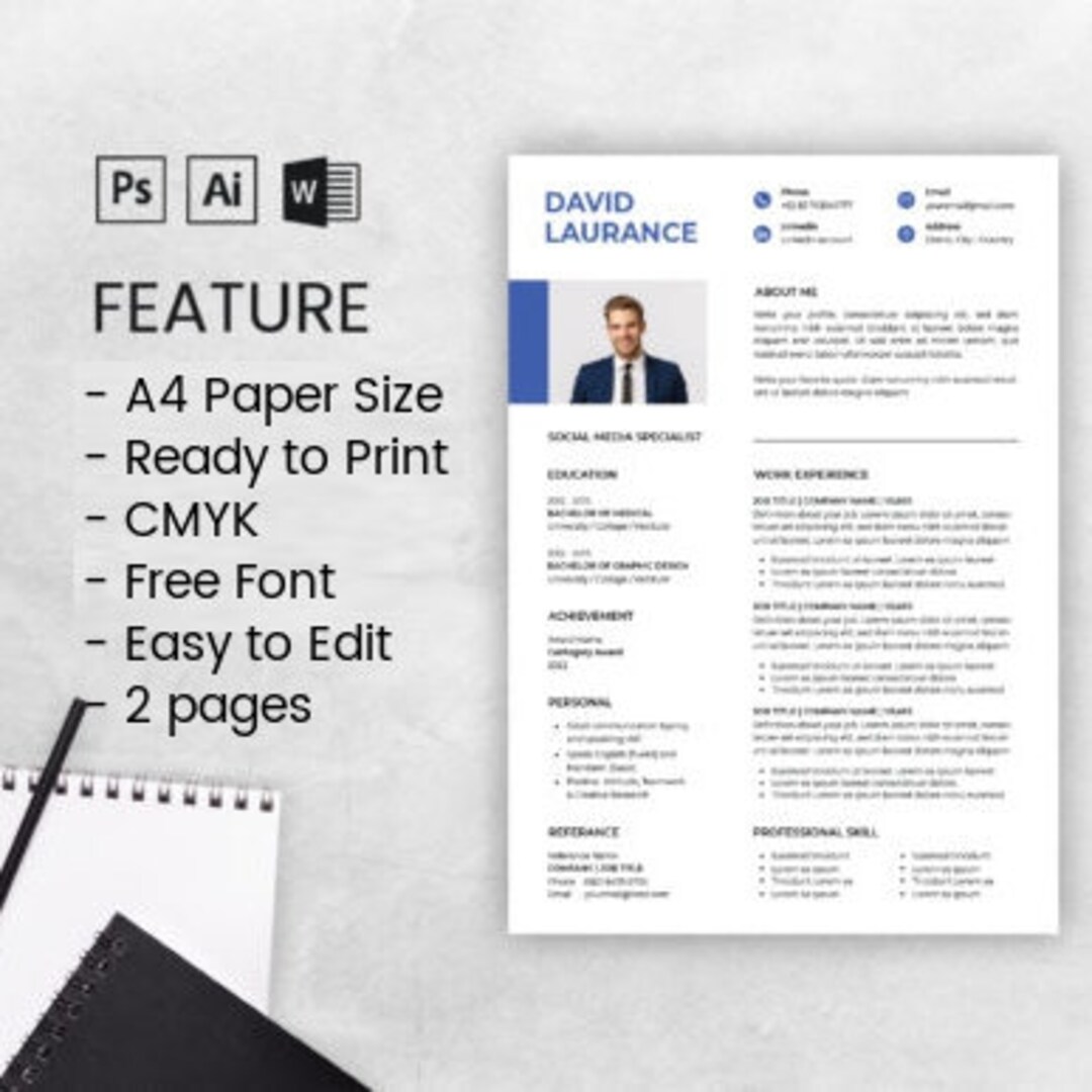 Creative Resume Template, Cv Template for Word, Cv Resume Template
