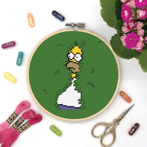 Homer in Bush Cross-stitch Pattern - Digital PDF - Instant Download