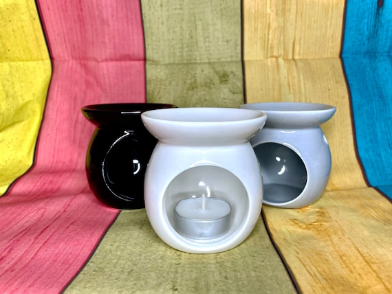 Ceramic Wax Melt Oil Burner Handmade and Available in Grey Black or White Small Rounded Wax Warmer Etsy UK