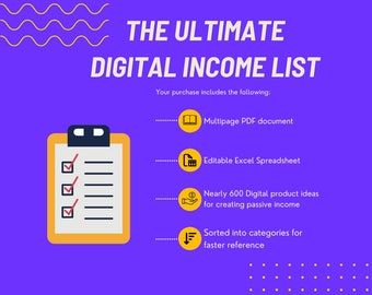 The Ultimate Digital Income List - Make passive income online with these creative ideas - Small Etsy Business ideas to sell online from home