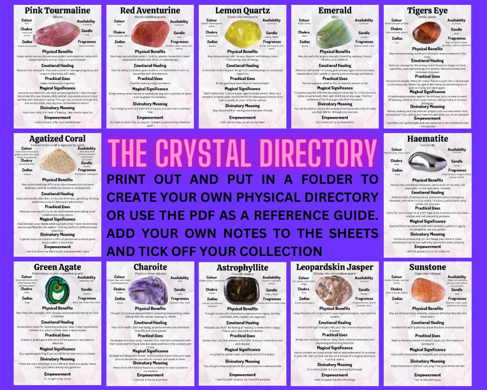 Crystal Directory / Crystal Guide Contains 100 Different Etsy