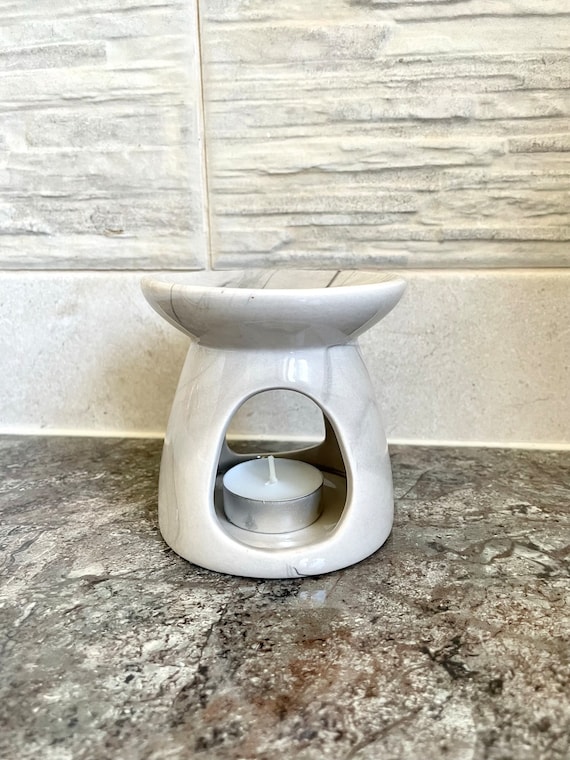 Ceramic Wax Melt Warmer / Burner with Marble effect design - Wax or Essential Oil burner - Tealight Heater - Great Christmas gift for her