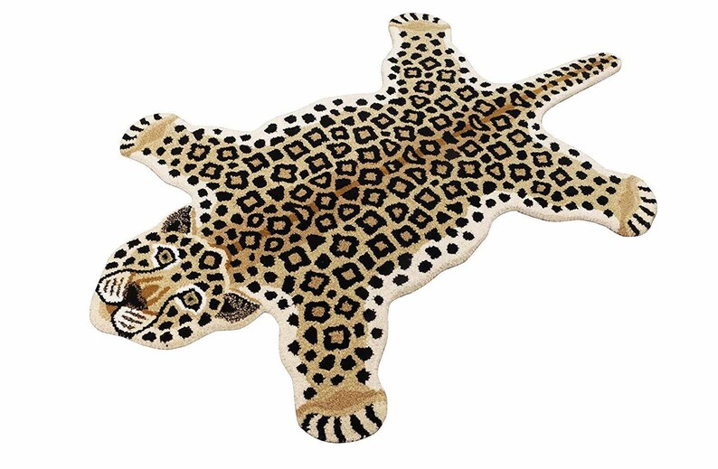 Handmade Tufted Lepord Animal Skin Design Wool Pile Area Rug for ...