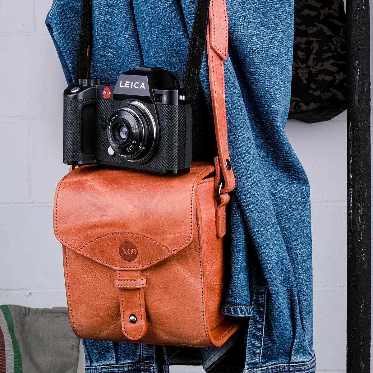 Étui En Cuir Véritable Fait Main Pour Leica D-LUX8 - Protection Vintage Noire