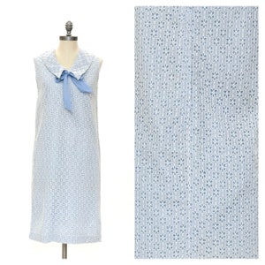 Vintage 1960s Lace Dress // Pastel Blue Cotton Sleeveless V-Neck Summer Shift Dress