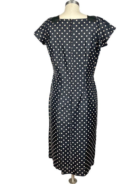 Vintage 1950s Polka Dot Day Dress // Navy Silk Gr… - image 8