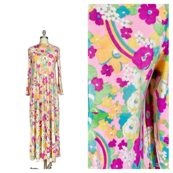 Vintage 1960s Psychedelic Print Maxi Dress // Lon… - image 1