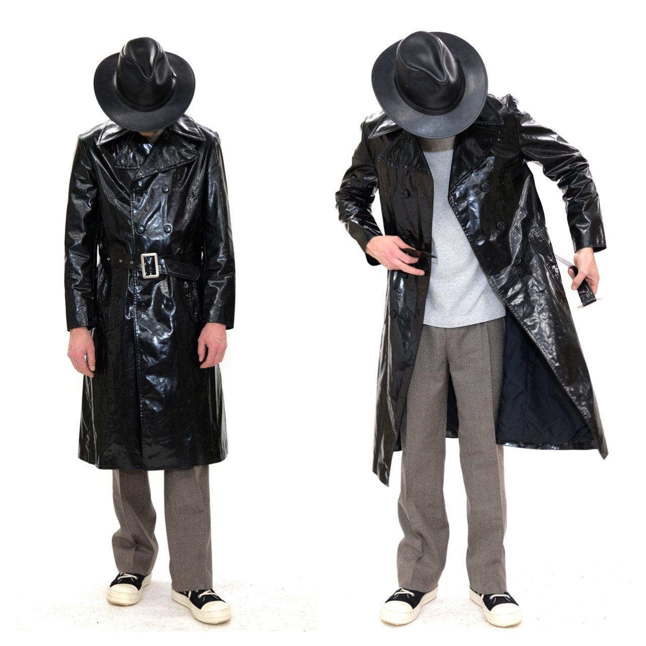 Herren Leder-Trenchcoat Im Punk-Style – Lange Motorradjacke Aus PU-Leder