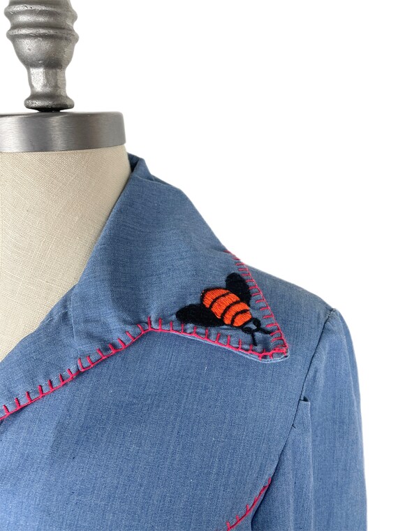 Vintage 1970s Embroidered Chore Jacket // Womens … - image 2