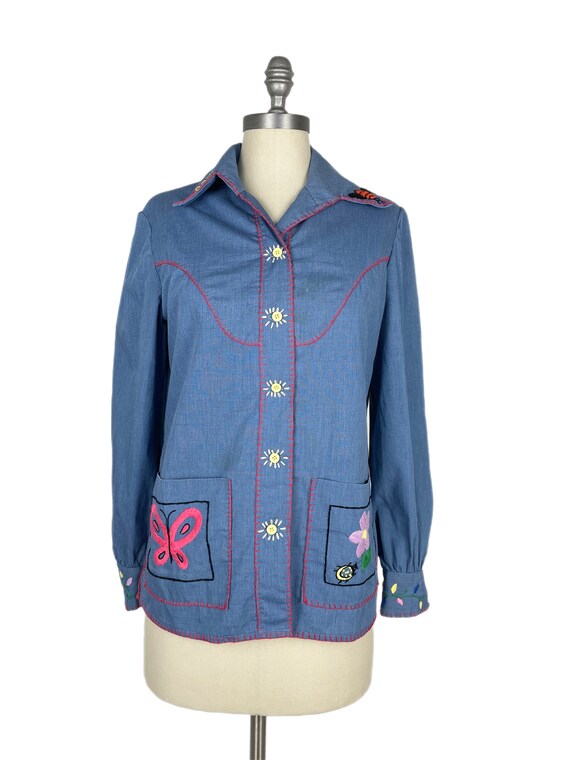 Vintage 1970s Embroidered Chore Jacket // Womens … - image 6