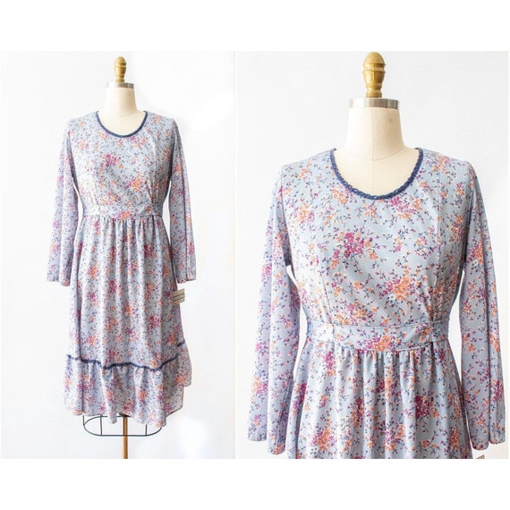 Vintage 1970s Cottagecore Peasant Dress // Floral… - image 1