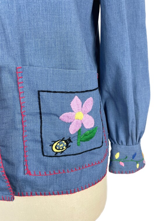 Vintage 1970s Embroidered Chore Jacket // Womens … - image 5