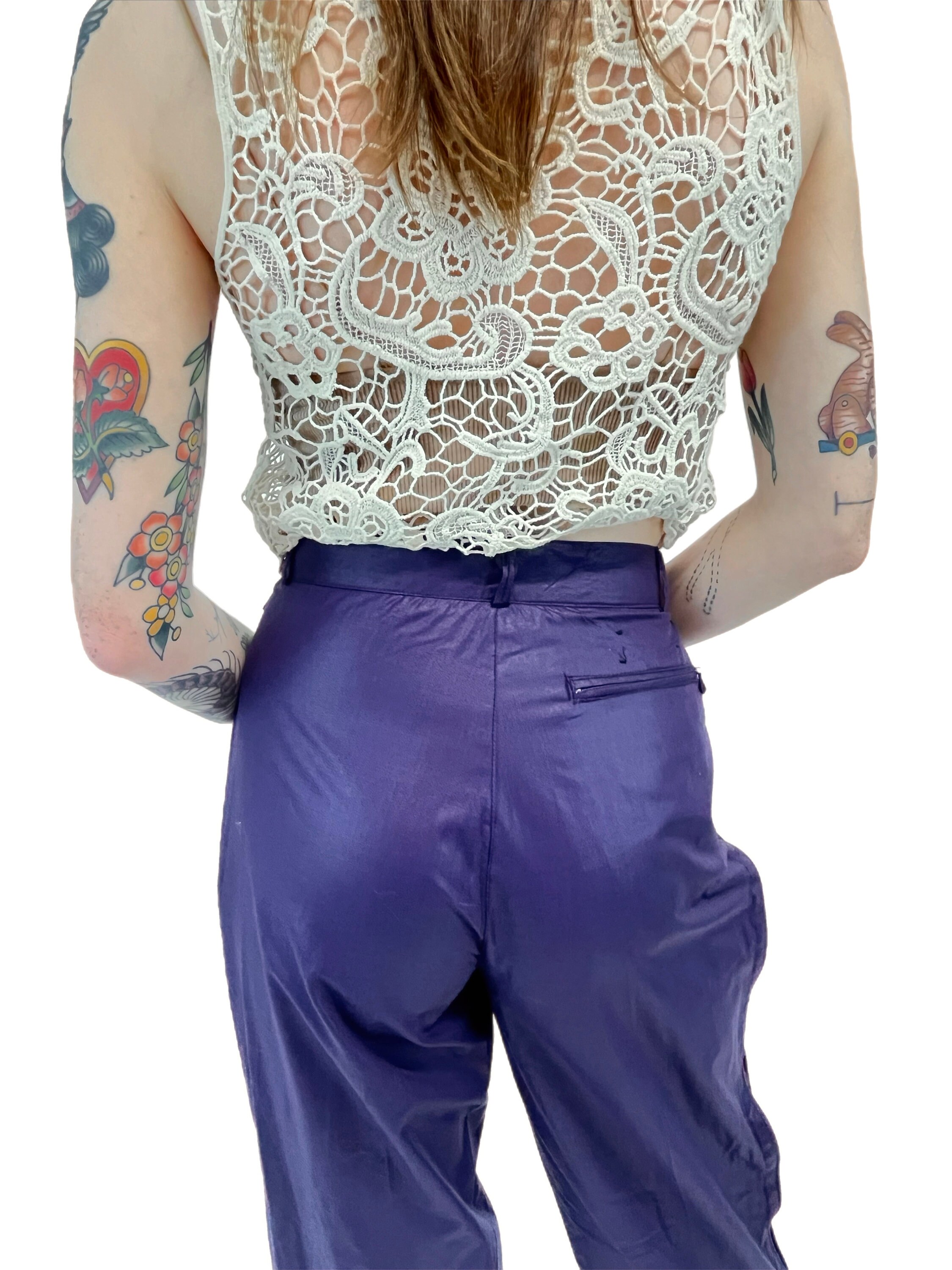 パンツ PlumVintage Cloth Pants Vintage 1980s Unisex Cotton Trousers // Plum Purple Pleated