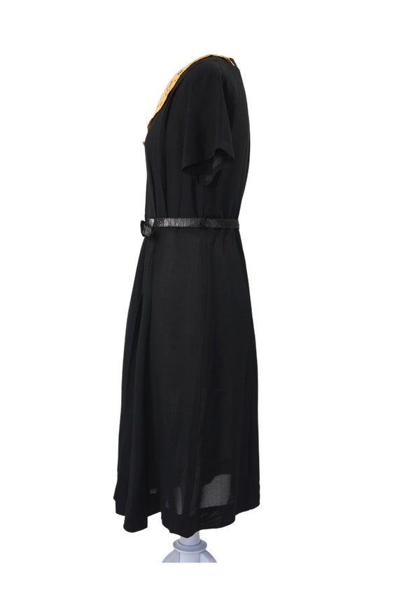 Vintage 1940s Semi Sheer Sheath Dress // Black Ra… - image 5