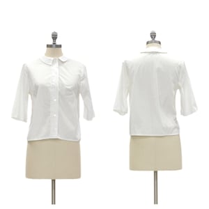 Vintage 1960s Womens Schoolgirl Blouse // White Lightweight Peter Pan Collar Button Up Uniform Shirt by Sears Size 32