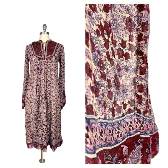 Vintage 1970s Indian Cotton Dress // Lightweight … - image 1