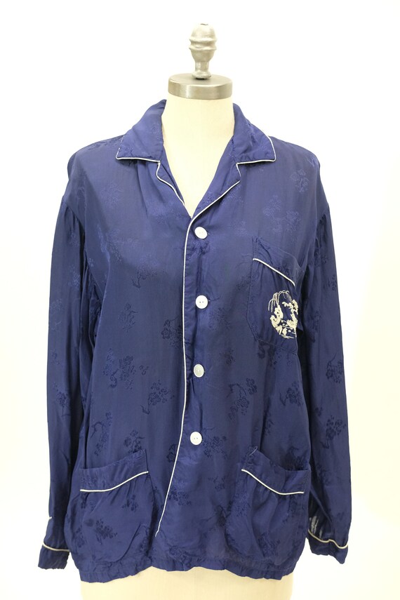 Vintage 1940s Rayon Night Shirt // Mens Pajama Na… - image 3