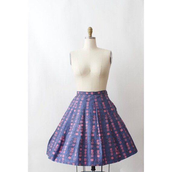 Vintage 1950s Novelty Print Circle Skirt // Blue … - image 2