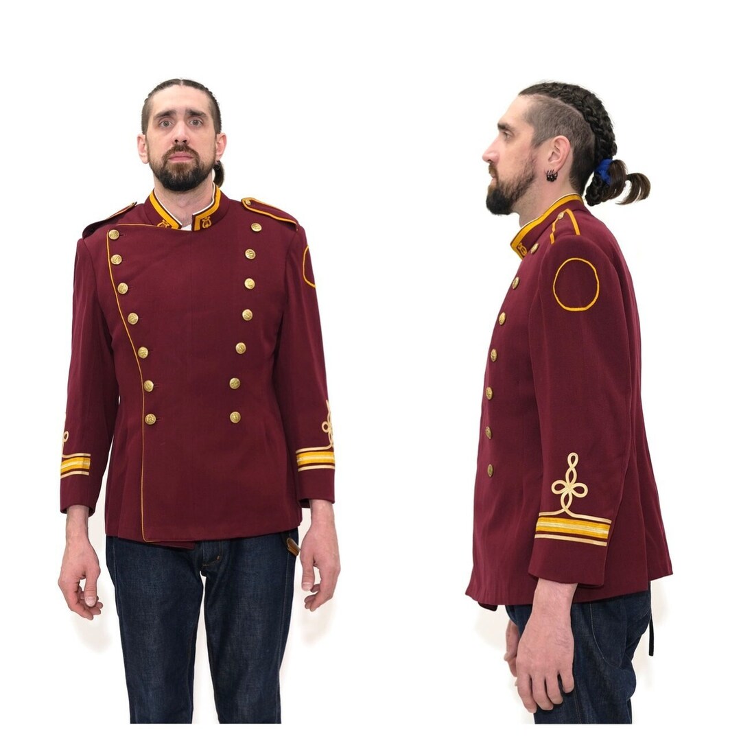 Vintage 1960s Marching Band Uniform Jacket // Maroon Wool Button up