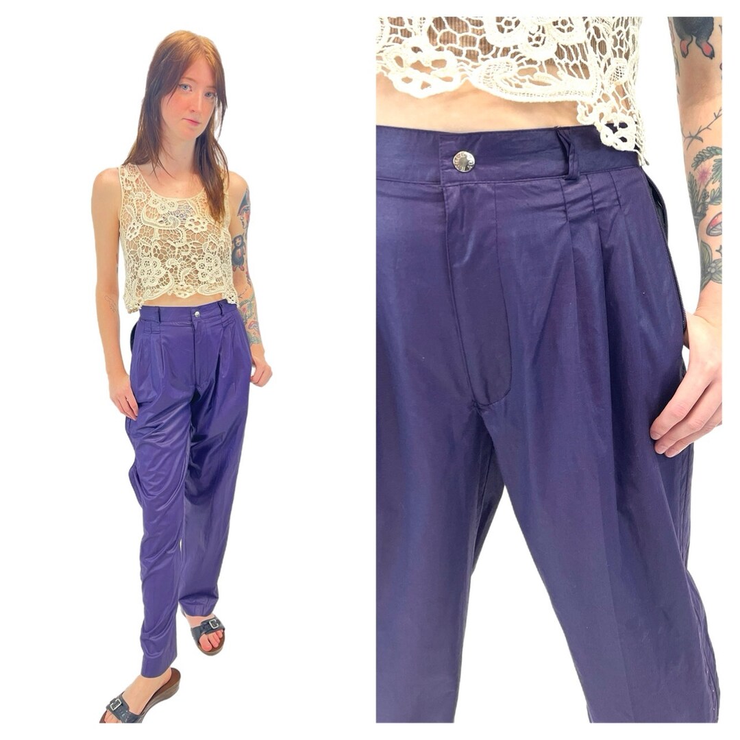 パンツ PlumVintage Cloth Pants Vintage 1980s Unisex Cotton Trousers // Plum Purple Pleated