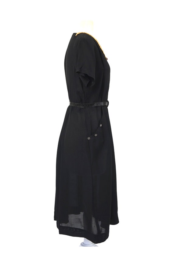 Vintage 1940s Semi Sheer Sheath Dress // Black Ra… - image 3