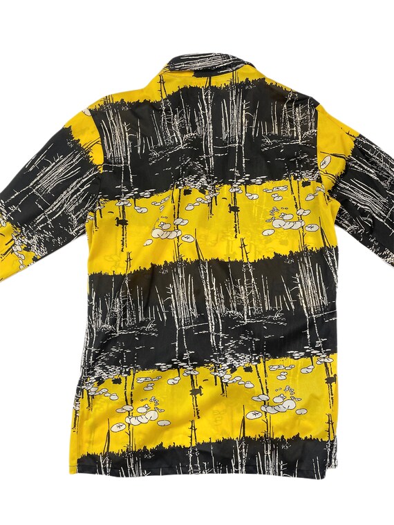 Vintage 1970s Mens Novelty Print Button Down // Black… Gem