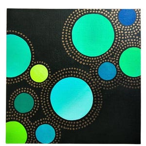 5-Format carré X -30X30 CM-Peinture acrylique sur carton entoilé-Oeuvre originale et unique-Chakra et vibration turquoises