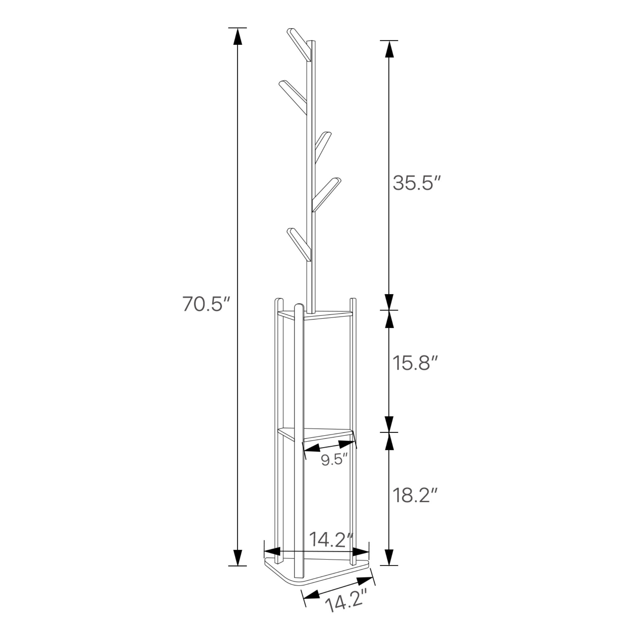 Bamboo Coat Rack Modern Coat Rack Hall Tree With 3 Shelves Etsy