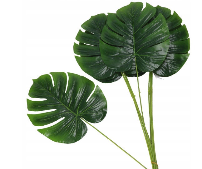 12 Large Artificial Monstera Leaves Tropical Leaves 20 Long for Decor