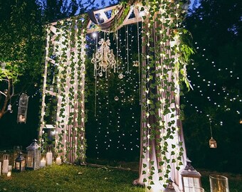 Wedding Greenery Decor with Hanging Lights — the bohemian wedding