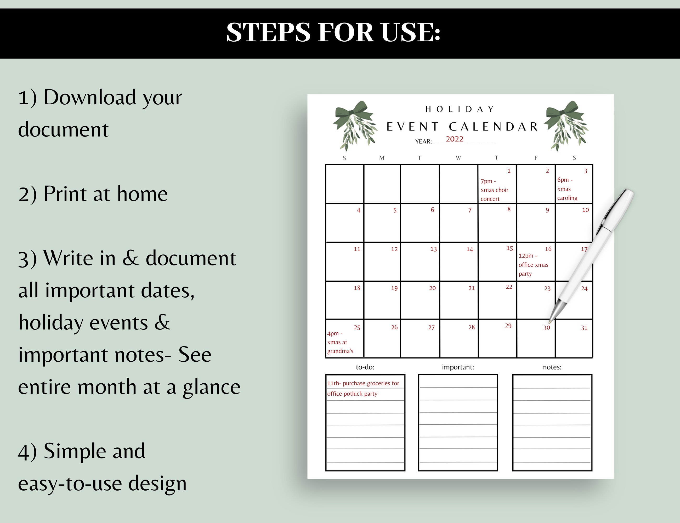 Holiday Event Calendar Printable, Holiday Event Calendar, Holiday Event  Calendars, Holiday Planner Bundle, Christmas Planner Printable, PDF - Etsy