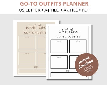 Printable Outfit Planner, Favorite Outfits Checklist (PDF Download)