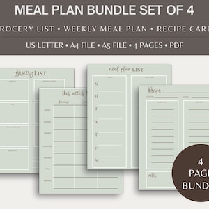 Meal Planner Printable, Grocery List, Meal Planner and Grocery List ...
