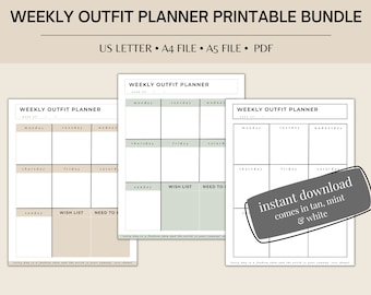 Agenda capsule pour garde-robe, feuilles imprimables chaque semaine (PDF)