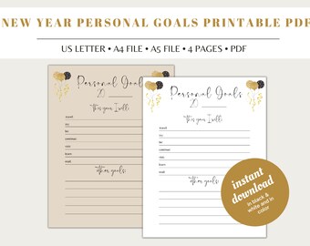 Afdrukbare nieuwjaarsdoelen, persoonlijke resolutieplanner (pdf)